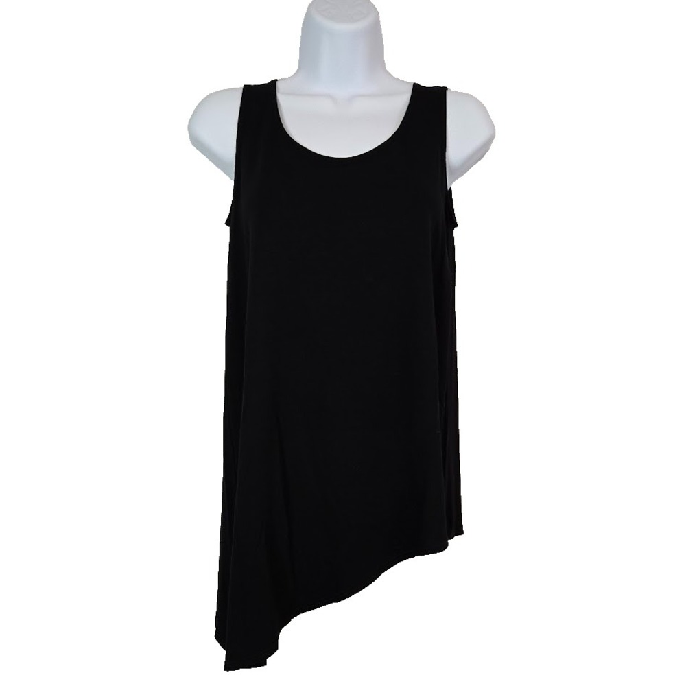 Eileen Fisher Sleeveless Tunic Asymmetrical Tank Top Black‎ Size PP/2-4 Petite
